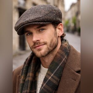 Eddie Doherty Handwoven Irish Tweed Flat Cap Hat Size M
